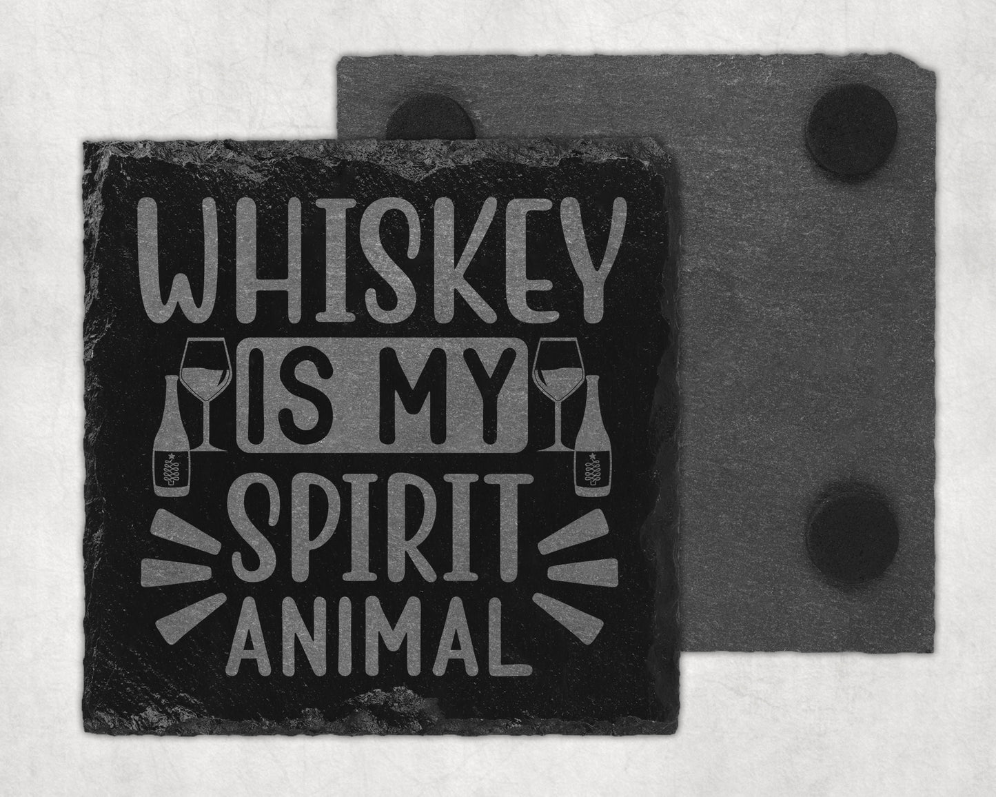 Bar Slate Coaster - Whiskey Is My Spirit Animal (Set of 4) (E3)