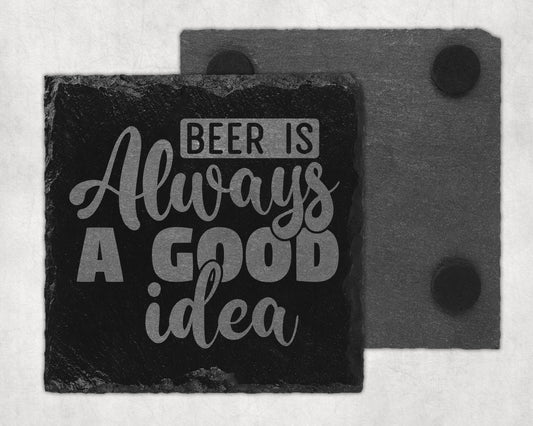 Bar Slate Coaster - Beer (Set of 4) (E106)