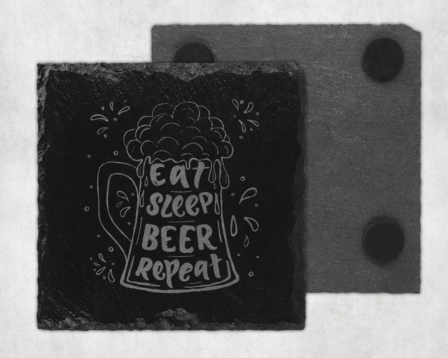 Bar Slate Coaster - Eat Sleep Beer Repeat (Set of 4) (E124)