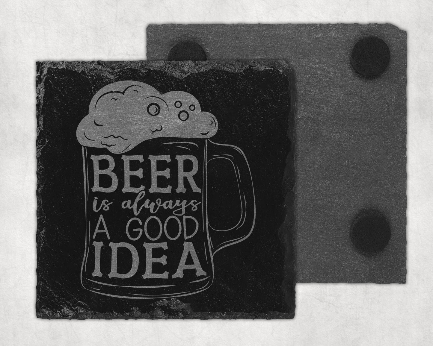 Bar Slate Coaster - Beer (Set of 4) (E125)