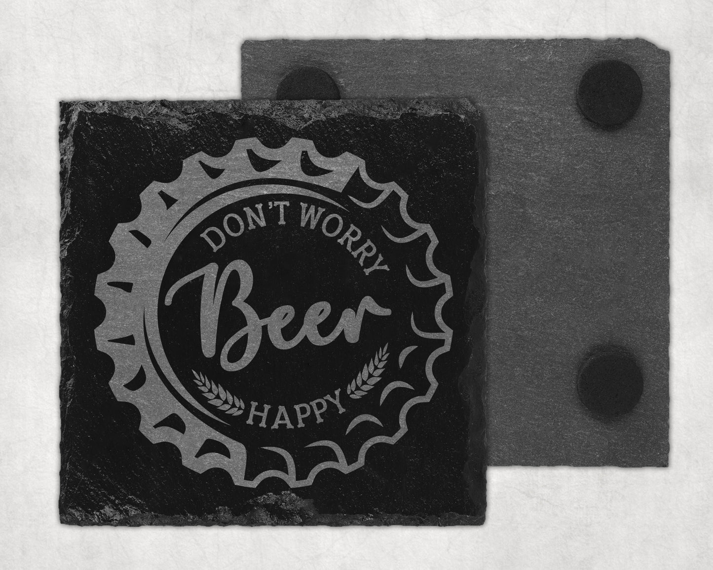 Bar Slate Coaster - Don't Worry Beer (Set of 4) (E131)