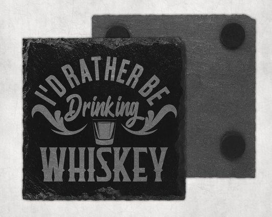 Bar Slate Coaster - Drinking Whiskey (Set of 4) (E22)