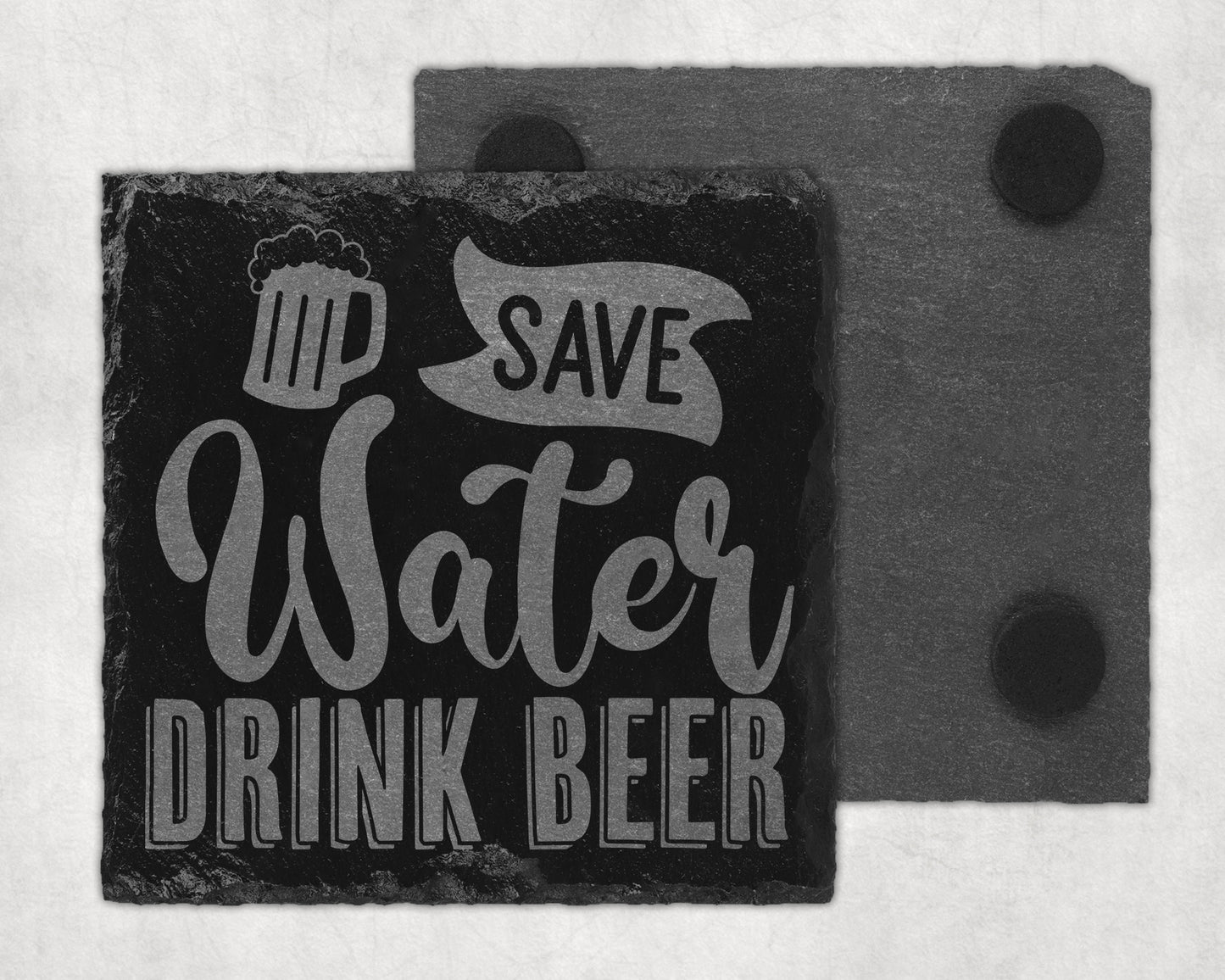 Bar Slate Coaster - Save Water Drink Beer (Set of 4) (E44)