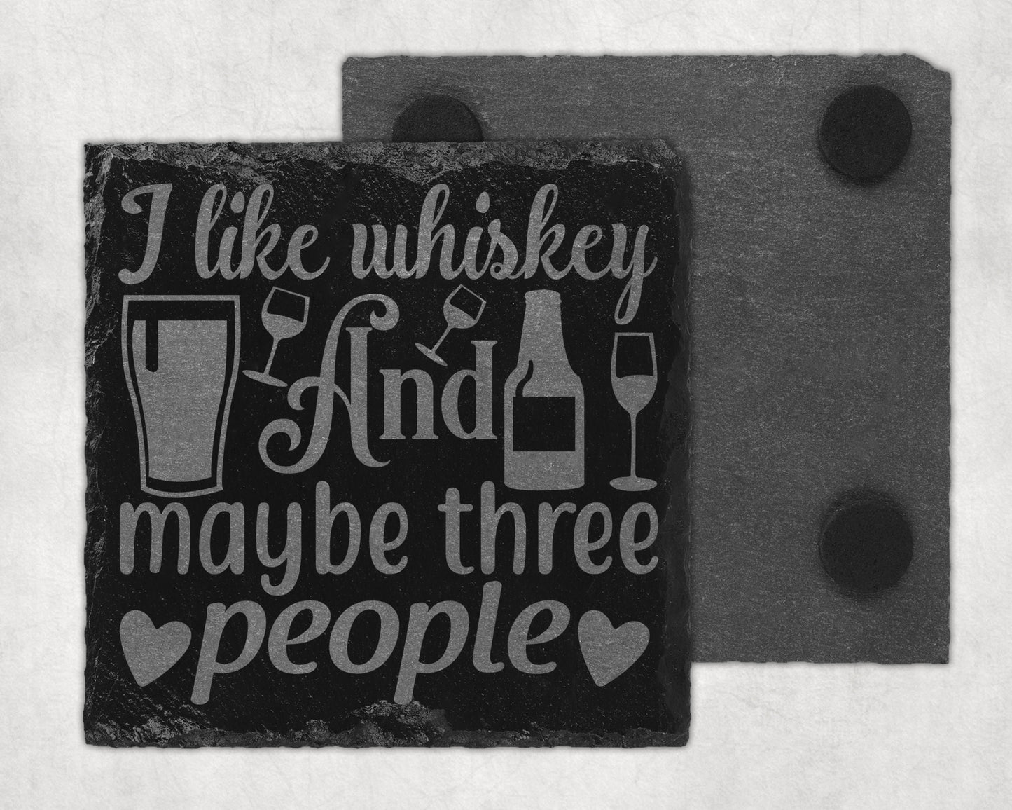 Bar Slate Coaster - I Like Whiskey (Set of 4) (E50)