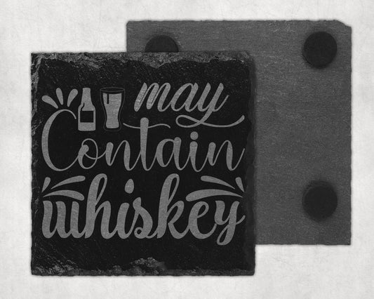 Bar Slate Coasters - May Contain Whiskey (Set of 4) (E53)