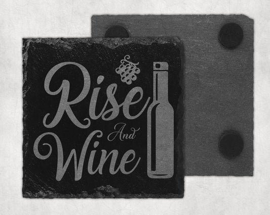 Bar Slate Coasters - Rise & Wine (Set of 4) (E58)