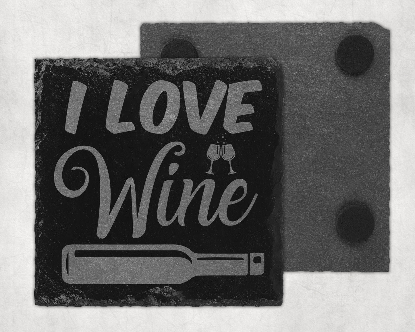 Bar Slate Coaster - I Love Wine (Set of 4) (E5)