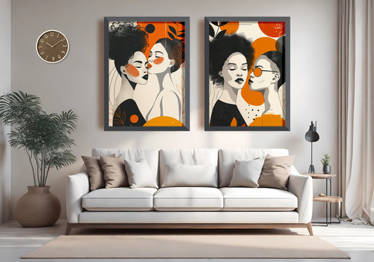 Abstract Female Modern Wall Art Posters (Set of 2)