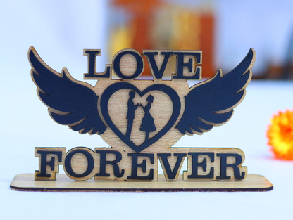 Love Forever - Wooden Winged Couple Stand