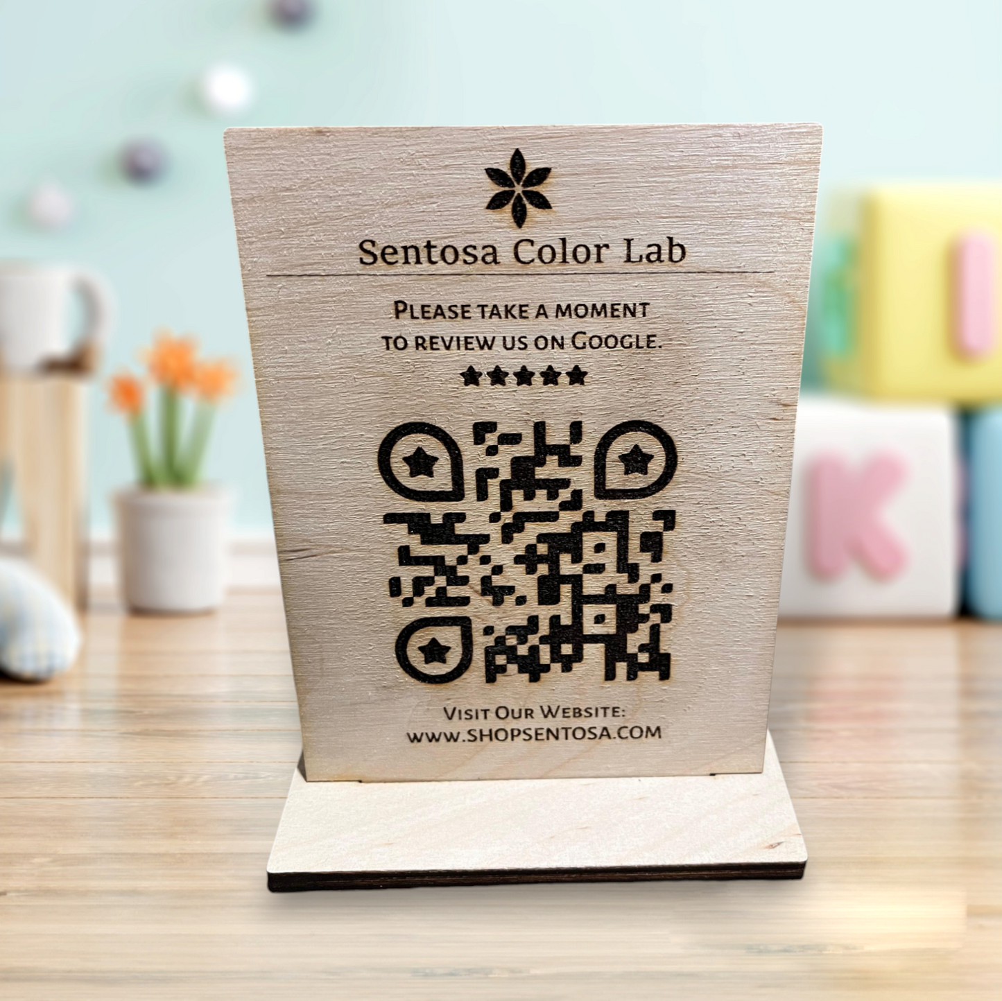 Elegant Custom Wooden QR Code with Stand - Personalized