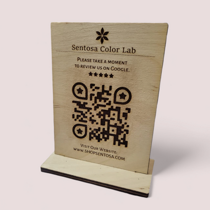 Elegant Custom Wooden QR Code with Stand - Personalized