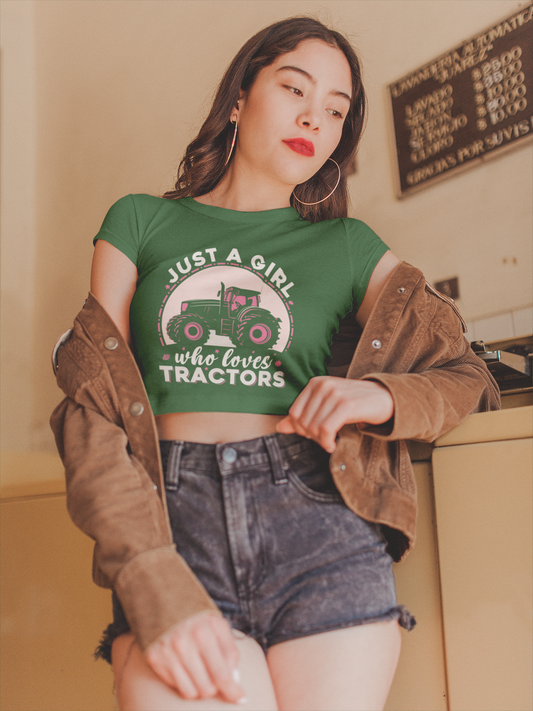 Girl Who Loves Tractors Crop Top