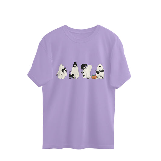 Halloween Cat Ghost Oversized T-Shirt