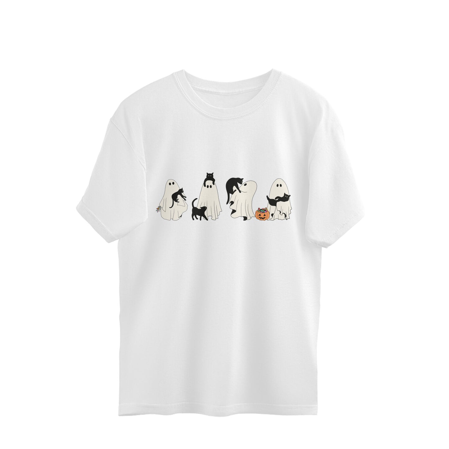 Halloween Cat Ghost Oversized T-Shirt