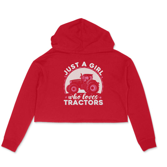 Girl Who Loves Tractors Crop Hoodie