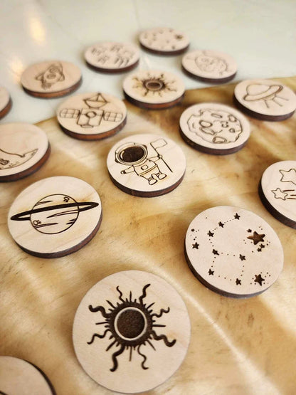 Wooden Kids Memory Game - Space Theme